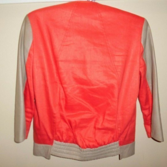 Helmut Lang Lambskin Leather Coated Linen bomber Jacket Blazer Orange‎ Casual P - Picture 5 of 8